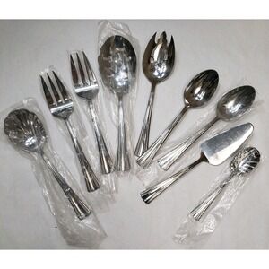 Reed And Barton Stainless Steel Flatware Serving Utensils Salad Large Spoons